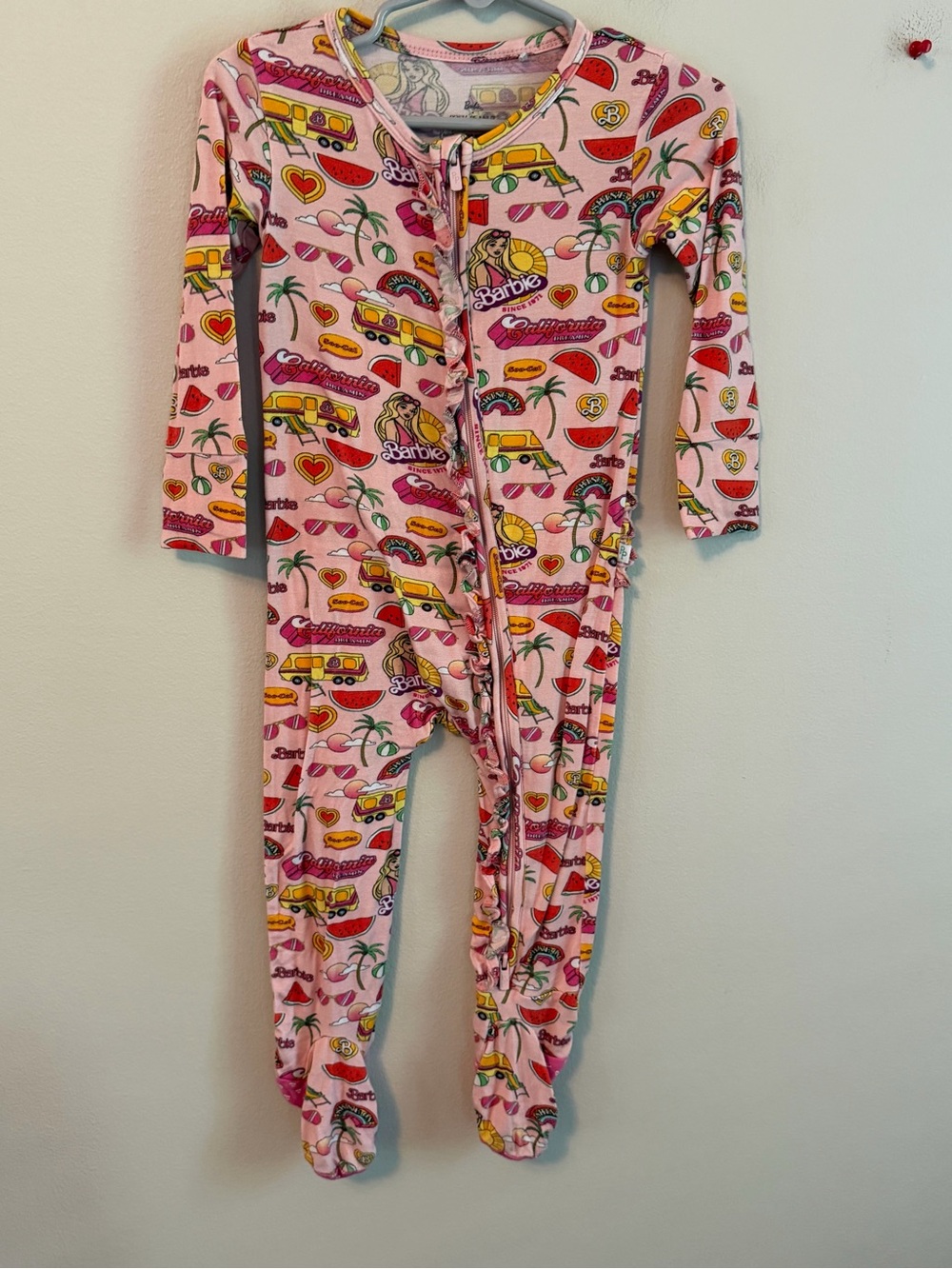 Posh Peanut Barbie Pink Girls' One-Piece Footed Pajamas